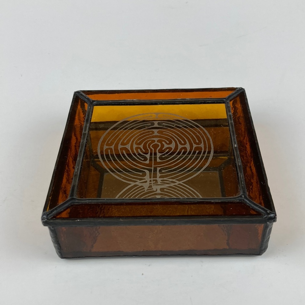 Amber Stained Glass Petite Jewelry Box